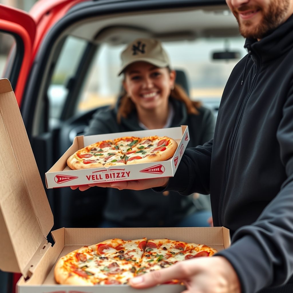 Fresh pizza carefully packaged in a delivery box